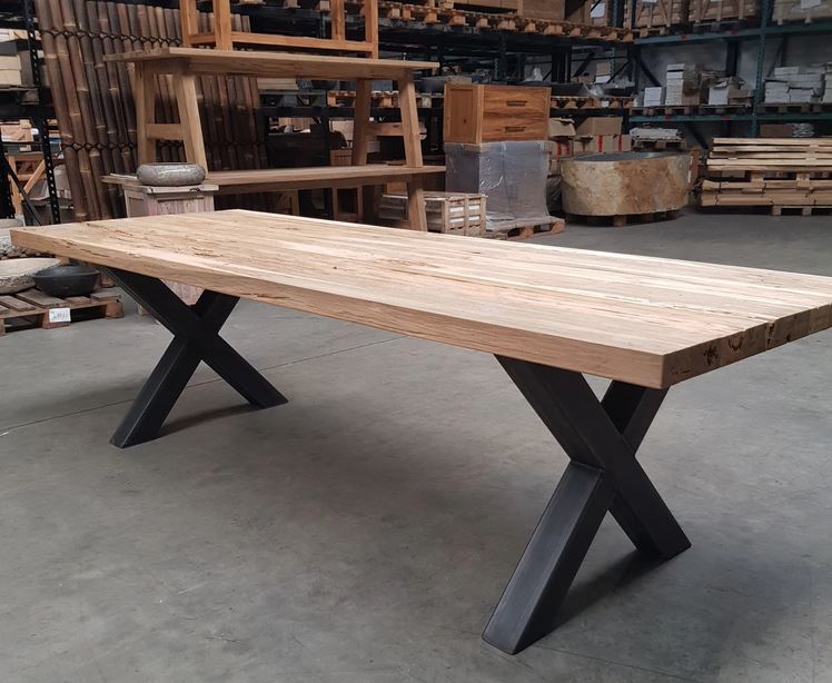 Eettafel Teak X-poot 240x100 cm (6cm)