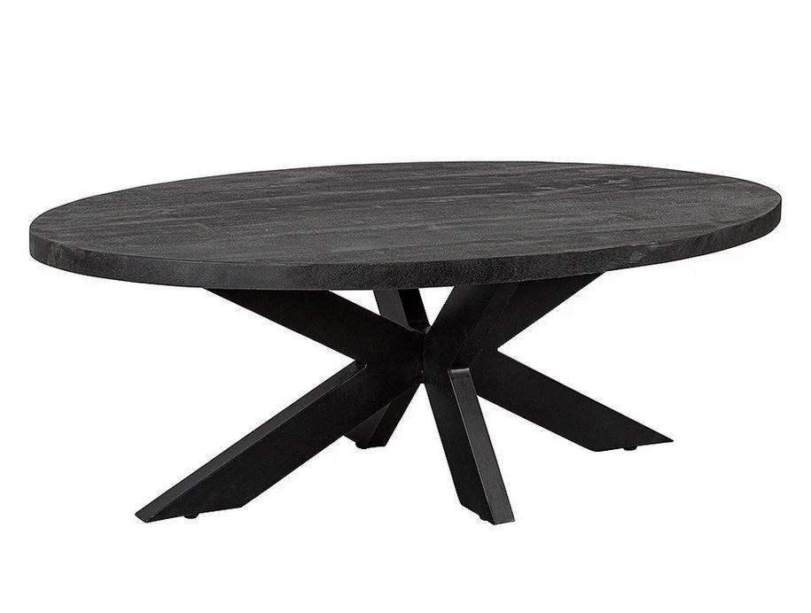 Eettafel Ovaal Mangohouten Matrixpoot 300x130cm Zwart