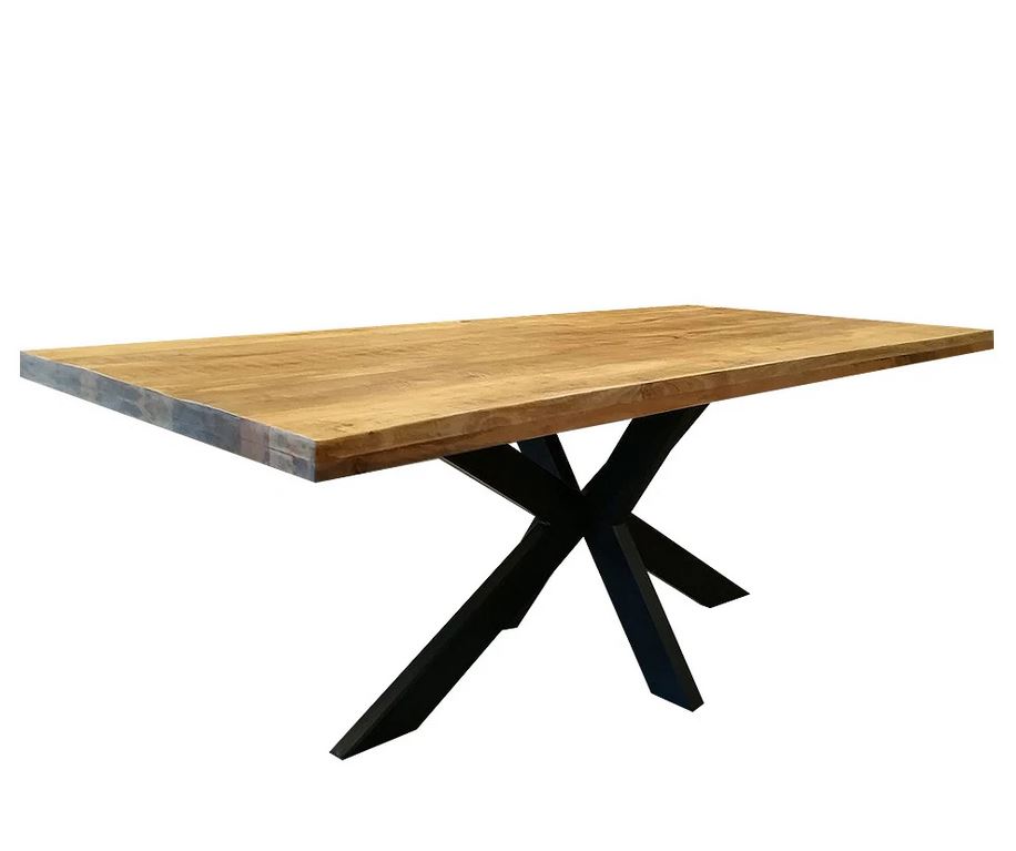 Eettafel Mangohouten Matrixpoot 220x100 cm (6cm)